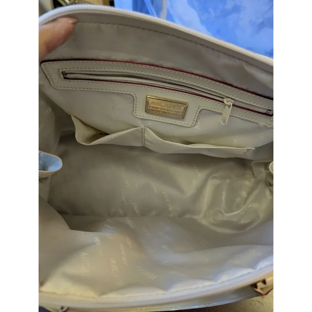 Arcadia Patent Leather Two -Way Satchel In Ivory
